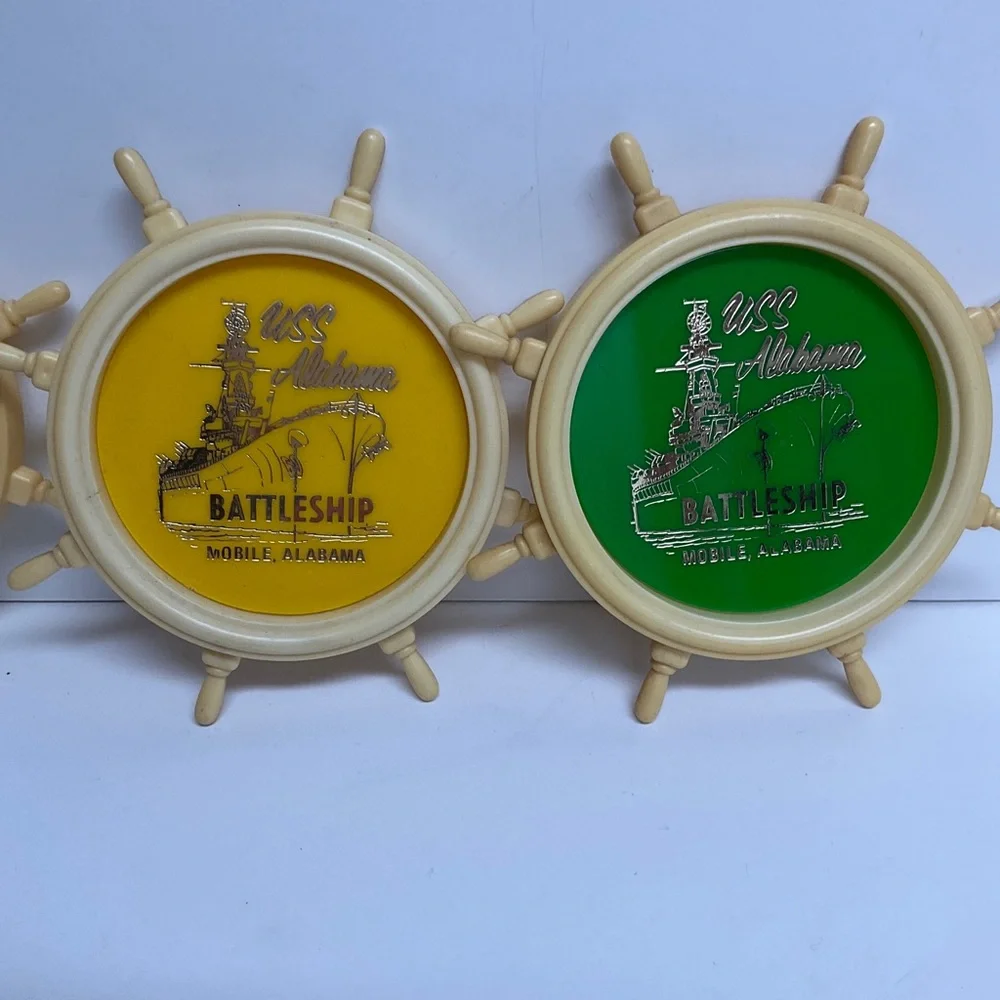 VINTAGE USS set of 6 Coasters Alabama Battleship Mobile, Alabama Colorful